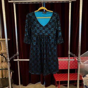 Blue Lacy Mid Dress